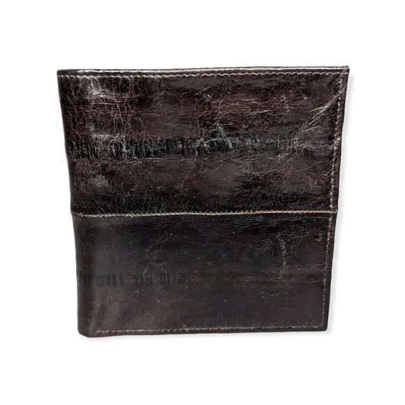 Men's Dark Brown Eel Skin Wallet - Picture 1 of 5